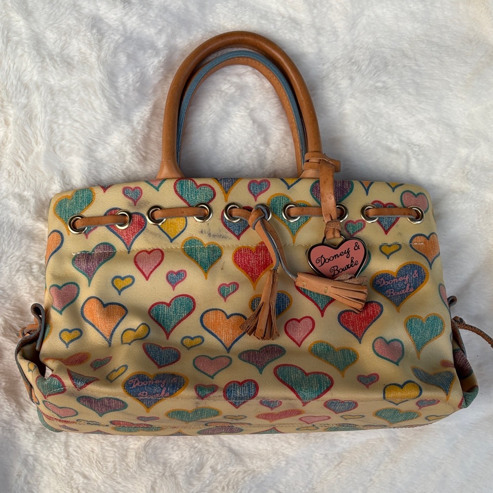 Dooney & Bourke multicolor heart canvas vintage handbag